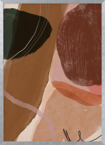 Muted Organic Shapes | Poster - Silver Frame Interior