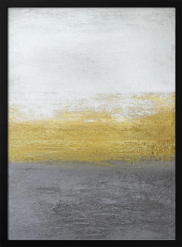 Golden Grey Horizon | Poster - Black Metal Frame Interior