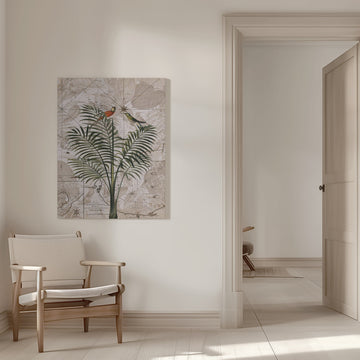 Tropical Birds on Vintage Map | Canvas - Room Interior 1