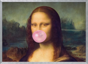 Mona Lisa Bubble Gum | Poster - Silver Frame Interior