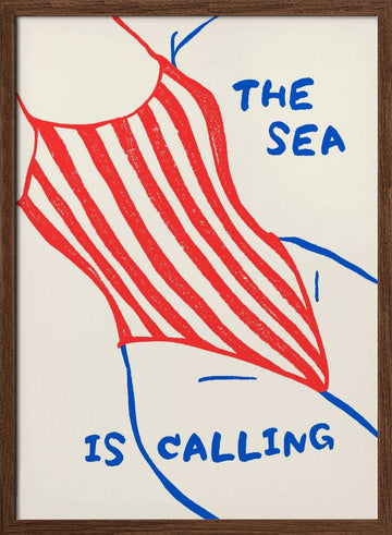 The Sea Is Calling | Poster - Walnut Frame Interior