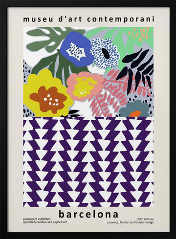 Abstract Floral Pattern Barcelona | Poster - Black Metal Frame Interior