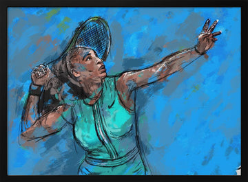 Dynamic Tennis Serve | Poster - Black Metal Frame Interior
