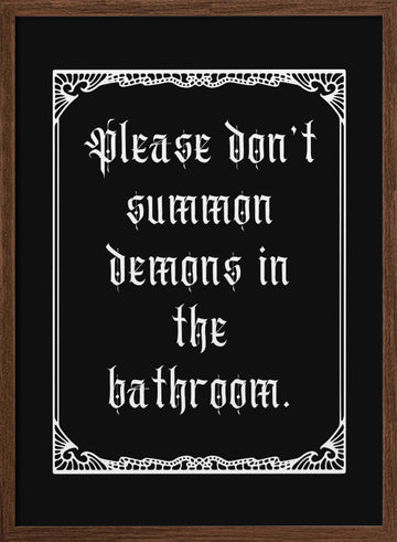 Gothic Bathroom Demons | Poster - Walnut Frame Interior