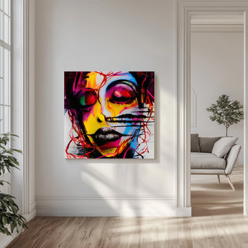 Vibrant Abstract Woman | Canvas - Room Interior 1