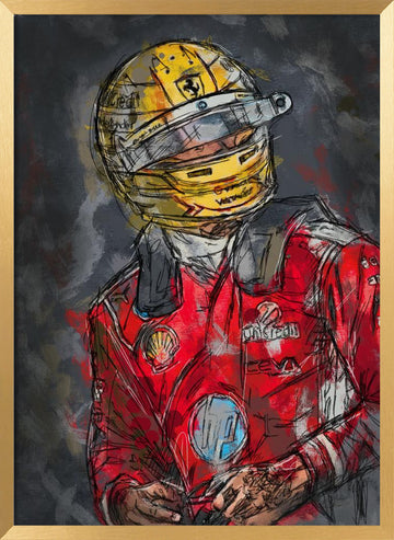 Focused Racing Driver | Poster - Gold Frame Interior