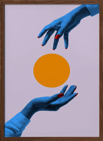 Vibrant Hands Orange Circle | Poster - Walnut Frame Interior
