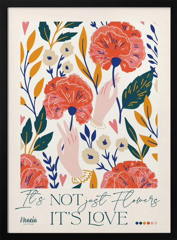 Poppies and Loving Hands | Poster - Black Metal Frame Interior