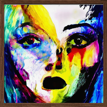 Vibrant Abstract Portrait | Poster - Walnut Frame Interior