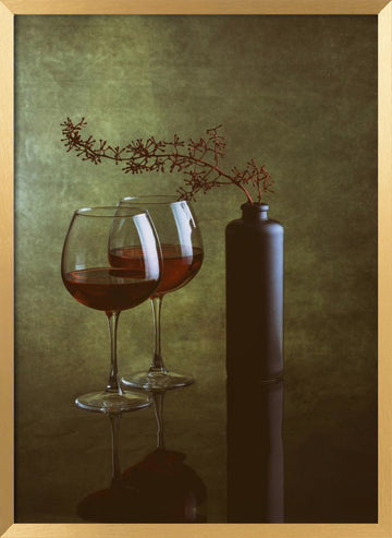 Elegant Wine Still Life | Poster - Gold Frame Interior