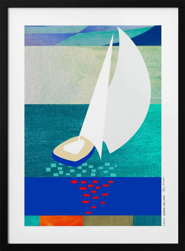 Modern Sailboat Serenity | Poster - Black Metal Frame Interior