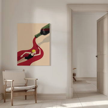 Red Wine Swimmer | Canvas - Room Interior 1