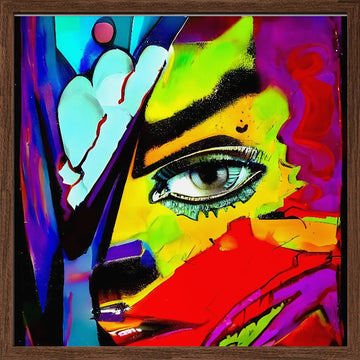 Vibrant Abstract Face | Poster - Walnut Frame Interior