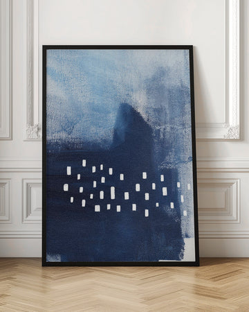Blue Hues And White Rectangular Elements | Poster - Room Interior 1
