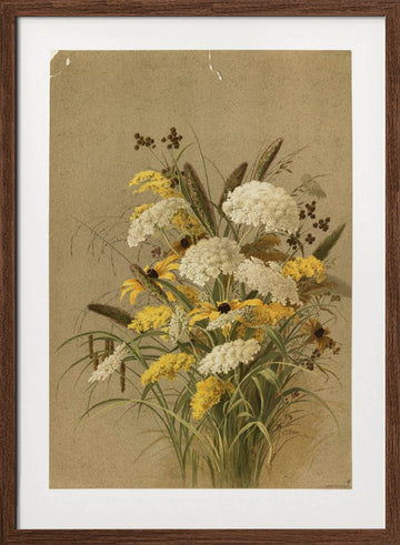 Hemlock, Ox Eye Grasses and Golden Rod | Poster - Walnut Frame Interior