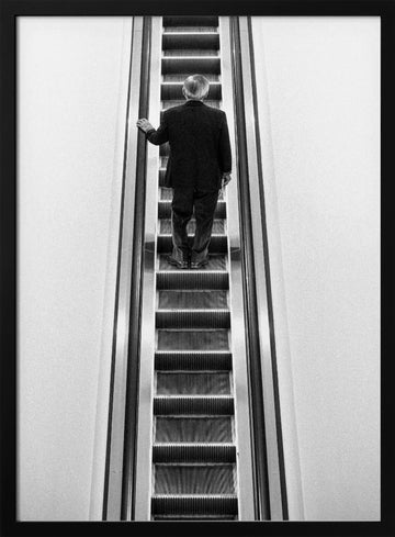 Solitary Escalator Climb | Poster - Black Metal Frame Interior