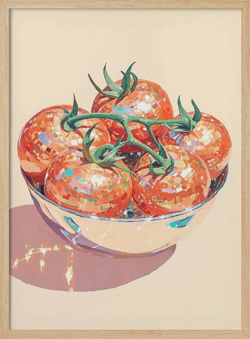 Disco Tomato Still Life | Poster - Wood Frame Interior