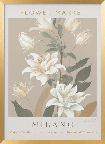 Elegant Cream Lilies | Poster - Gold Frame Interior