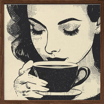 Morning Coffee Moment | Poster - Walnut Frame Interior