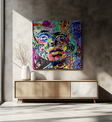 Colorful Abstract Face | Canvas - Room Interior 2