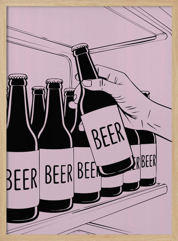 Hand Reaching For Beer | Poster - Wood Frame Interior