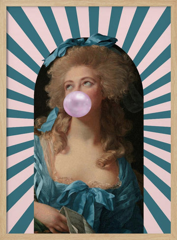 Rococo Bubblegum Portrait | Poster - Wood Frame Interior