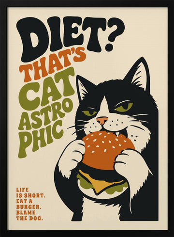 Catastrophic Diet Cat | Poster - Black Metal Frame Interior