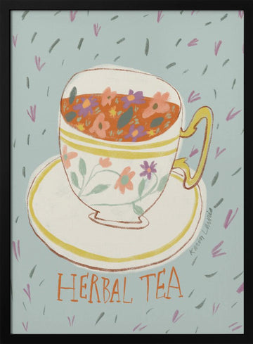 Floral Herbal Tea | Poster - Black Metal Frame Interior