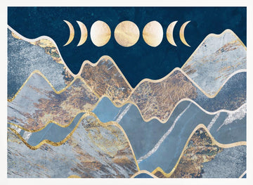 Golden Moon Mountains | Poster - White Frame Interior