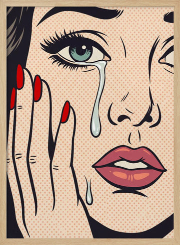 Retro Crying Woman | Poster - Wood Frame Interior