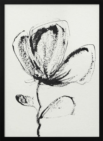 Expressive Ink Flower | Poster - Black Frame Interior