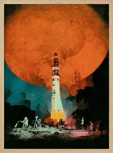 Lunar Launch | Poster - Wood Frame Interior