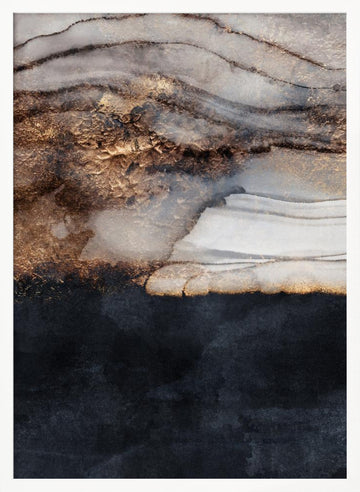 Golden Fluid Abstract | Poster - White Frame Interior