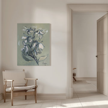 White Floral Sketch | Canvas - Room Interior 1