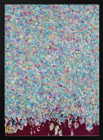 Joyful Petal Shower | Poster - Black Metal Frame Interior