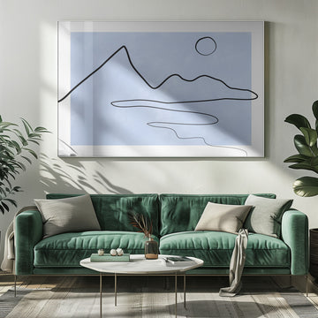 Minimalist Mountain Lake Sun | Poster - Room Interior 1