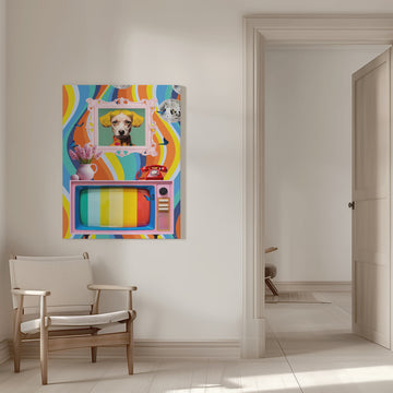 Groovy Dog Portrait | Canvas - Room Interior 1