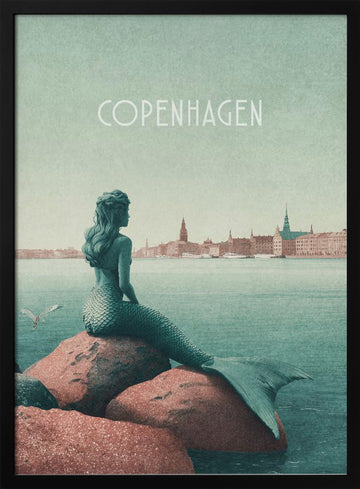 Copenhagen - Little Mermaid | Poster - Black Metal Frame Interior