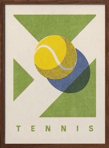 Retro Tennis Game | Poster - Walnut Frame Interior
