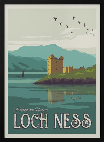 Loch Ness Monster Castle | Poster - Black Metal Frame Interior