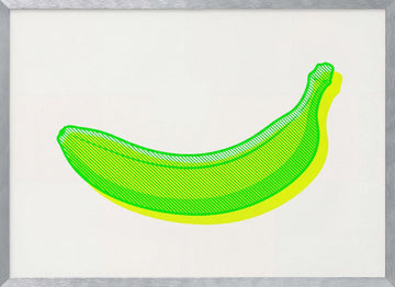 Neon Green Banana | Poster - Silver Frame Interior