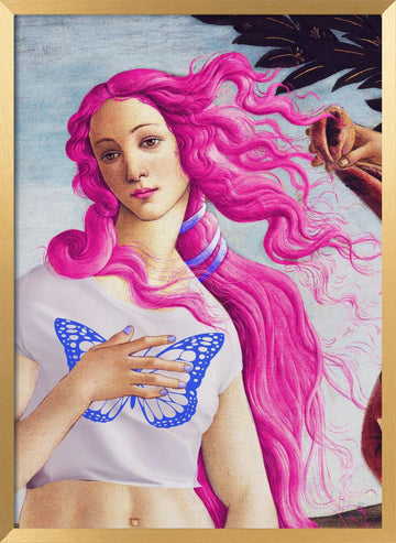 A Figure with Vibrant Pink Hair | Poster - Gold Frame Interior