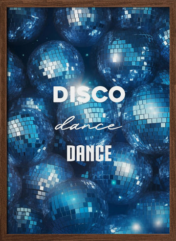 Blue Disco Dance Party | Poster - Walnut Frame Interior