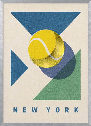 New York Tennis Geometric | Poster - Silver Frame Interior