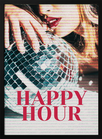Woman with a Disco Ball | Poster - Black Metal Frame Interior