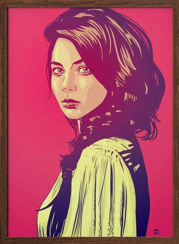 Pink Pop Woman | Poster - Walnut Frame Interior