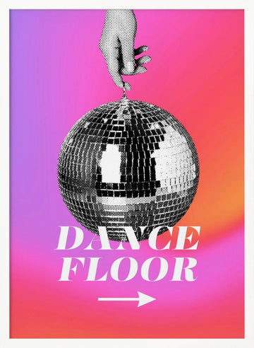 Monochrome Disco Ball | Poster - White Frame Interior