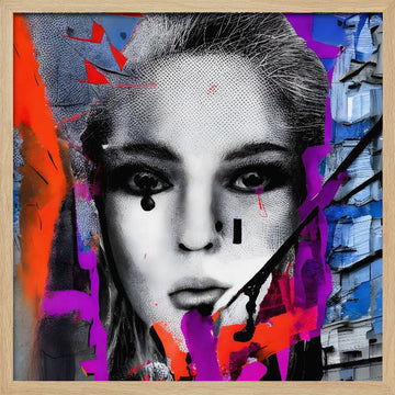 Vibrant Abstract Portrait | Poster - Wood Frame Interior