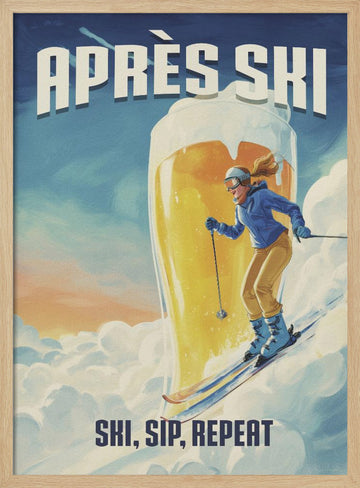Après Ski Beer Fun | Poster - Wood Frame Interior