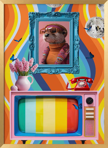 70s Funky Otter | Poster - Gold Frame Interior